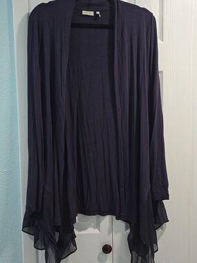 LOGO Lightweight Open Front Cardigan in Deep Navy